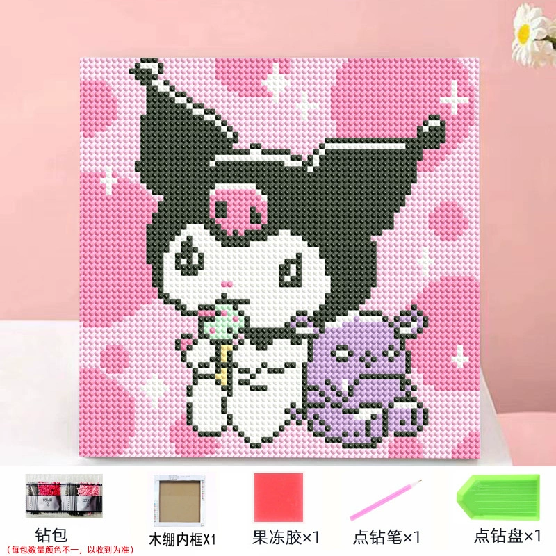 Набор алмазной мозаики DIY Kuromi и мультфильмы 20×20 см, рамка-наклейка, детское творчество