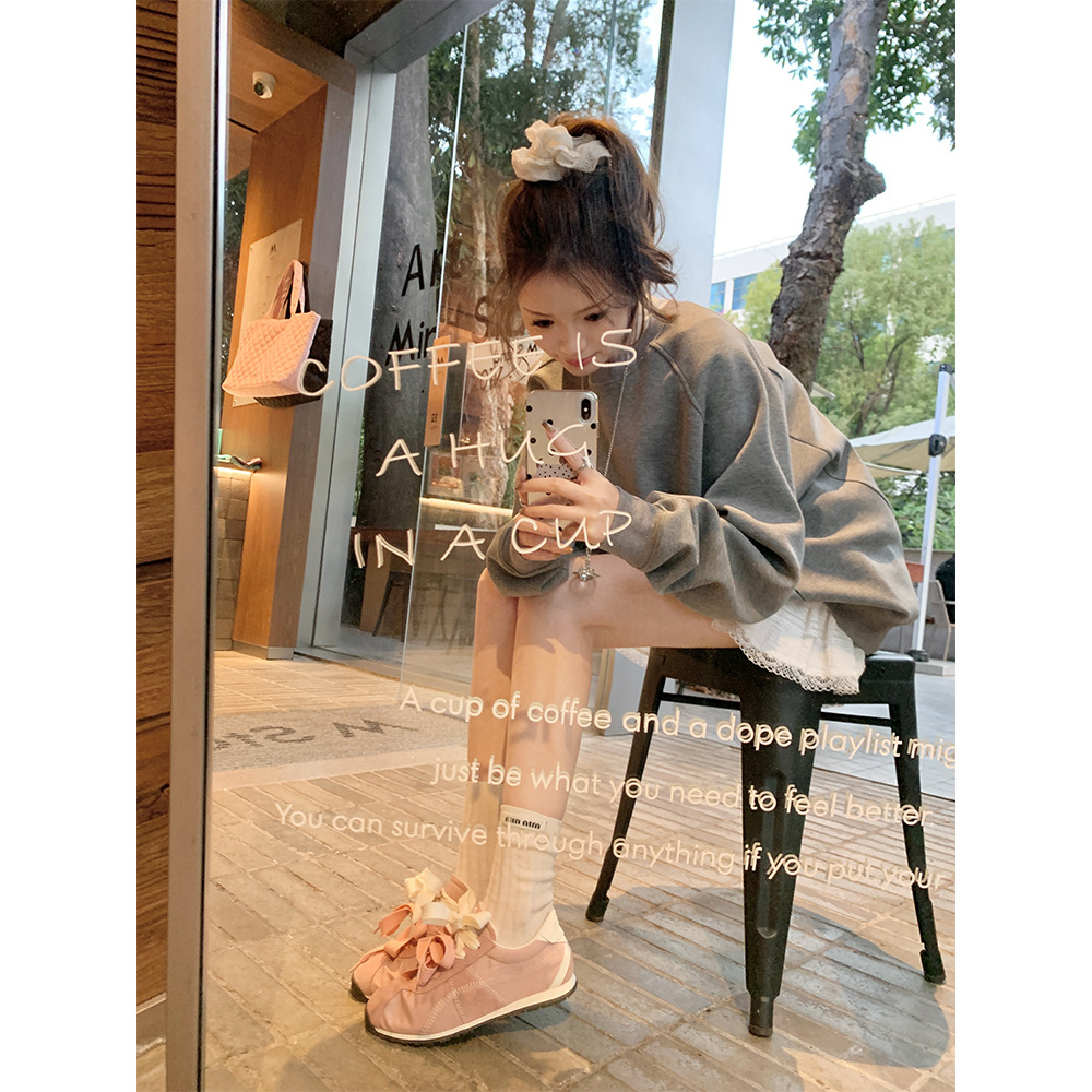 Versión de cuero de vaca ~ Su Yan Yan con cordón de zapato Duanyang, zapatos deportivos casuales de altura baja, zapatos de ballet de entrenamiento de mujeres