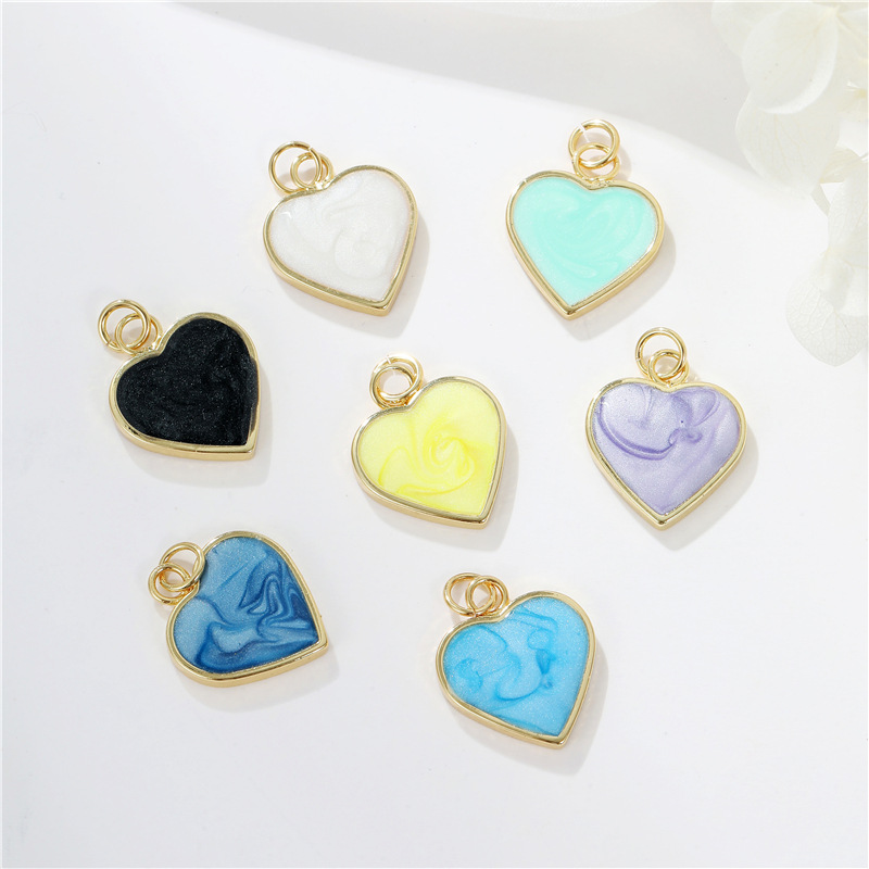 5g Weight Pendant Jewelry Making Type DIY Jewelry Accessories Classification 1 Piece Quantity Copper Material Heart Shape Pattern Enamel Design Sweet, Simple Style Style 1 Piece Copper Heart Shape Pendant 2