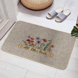 233-271卡通风地垫亚麻防滑橡胶吸水耐磨厨房入户门进门家用脚垫
