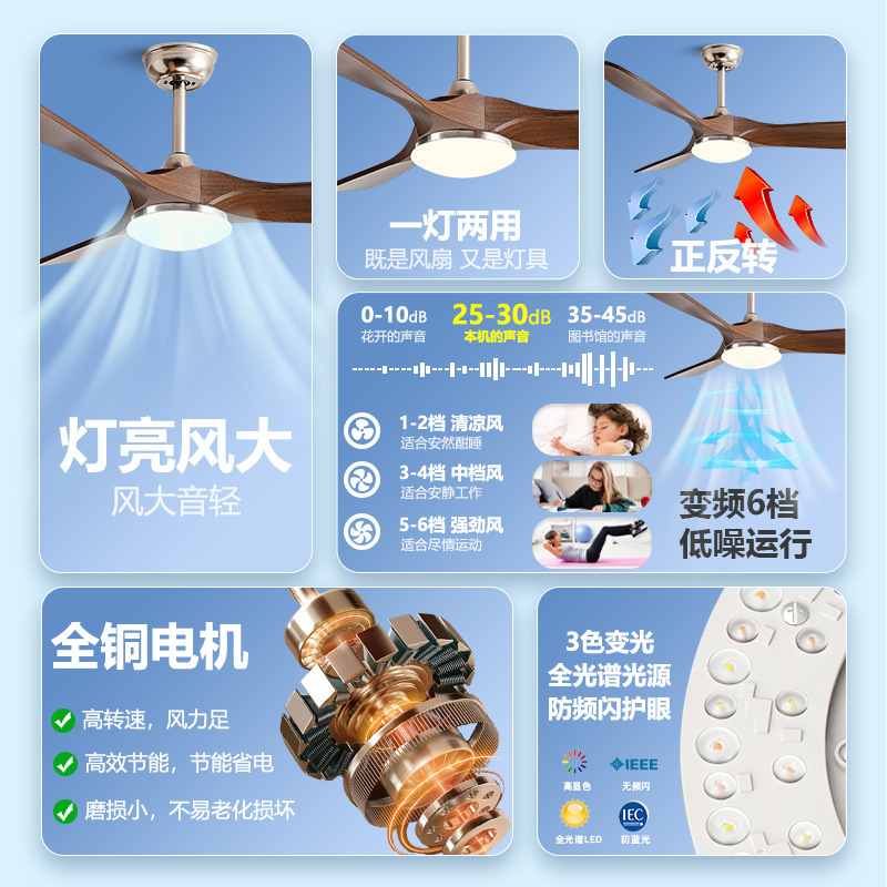 风扇灯2025款中山灯具吊扇客厅餐厅卧室复古吊扇灯变频静音风扇灯|undefined