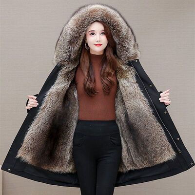 服女2021冬季新款狐狸毛皮毛一体可拆卸内胆皮草大码加厚棉服