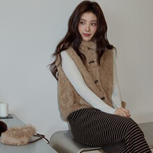 加厚女毛毛马甲2026新款女复古保暖立领休闲外穿叠穿无袖