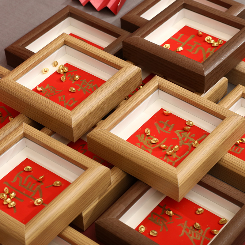 Customized Wooden Hollow Photo Frame for Hanging and Display, 456810inch Handmade Photo Frames, Empty Frames, New Chinese Style Calligraphy and Painting Frames Wholesale