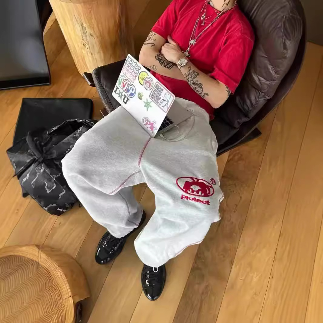 2024 European and American cross-border Amazon street hip-hop sweatpants, embroidered trendy loose straight-leg casual trousers