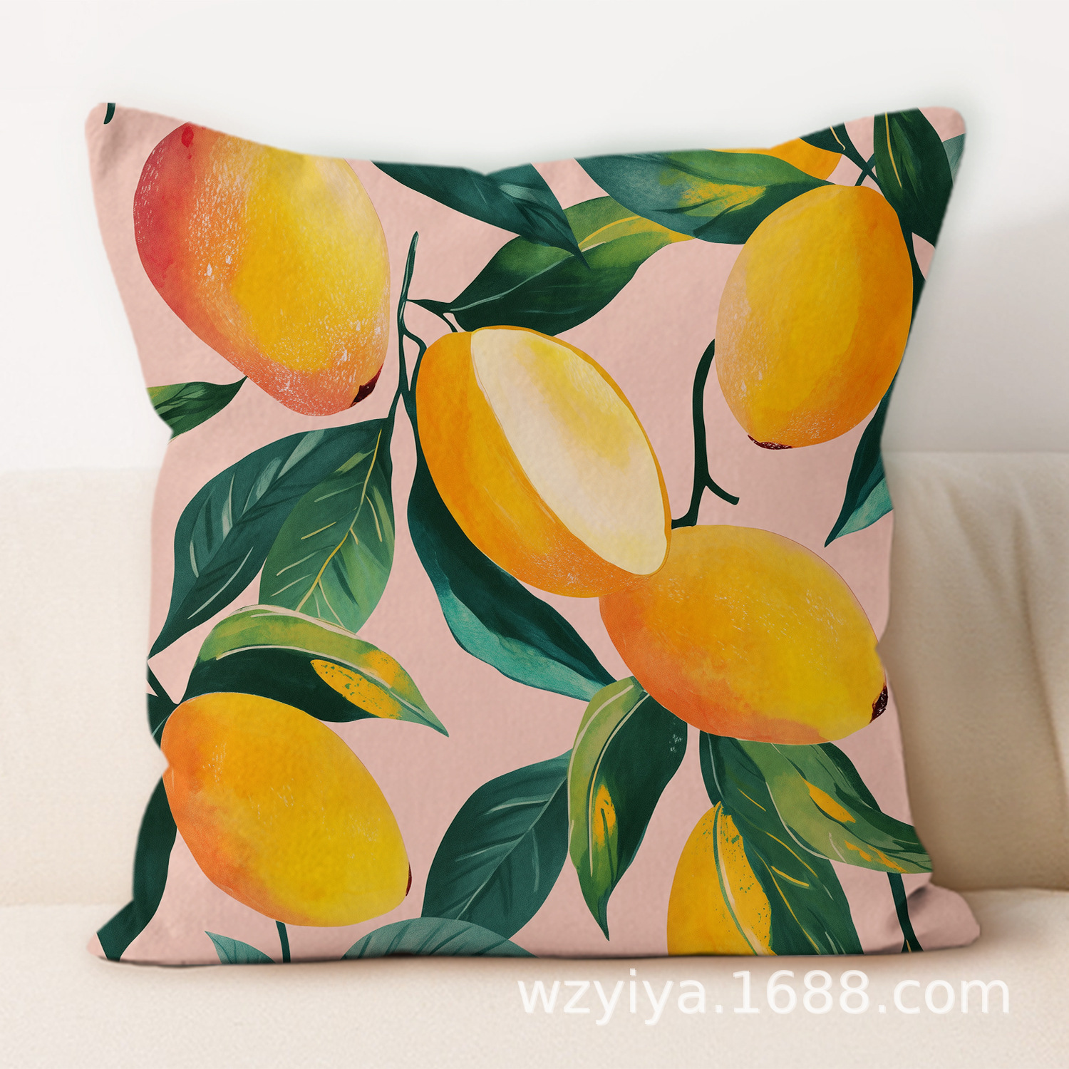 Frutas estampadas almohada acuarela moderna cuadrada sala de estar sofá dormitorio cabezal de cama almohada funda sin núcleo cojín