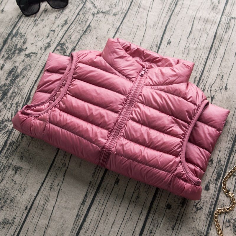 Cross-border TikTok Light Down Vest with Vertical Collar and Waistcoat Short plus size Mom Vest with Down Jacket