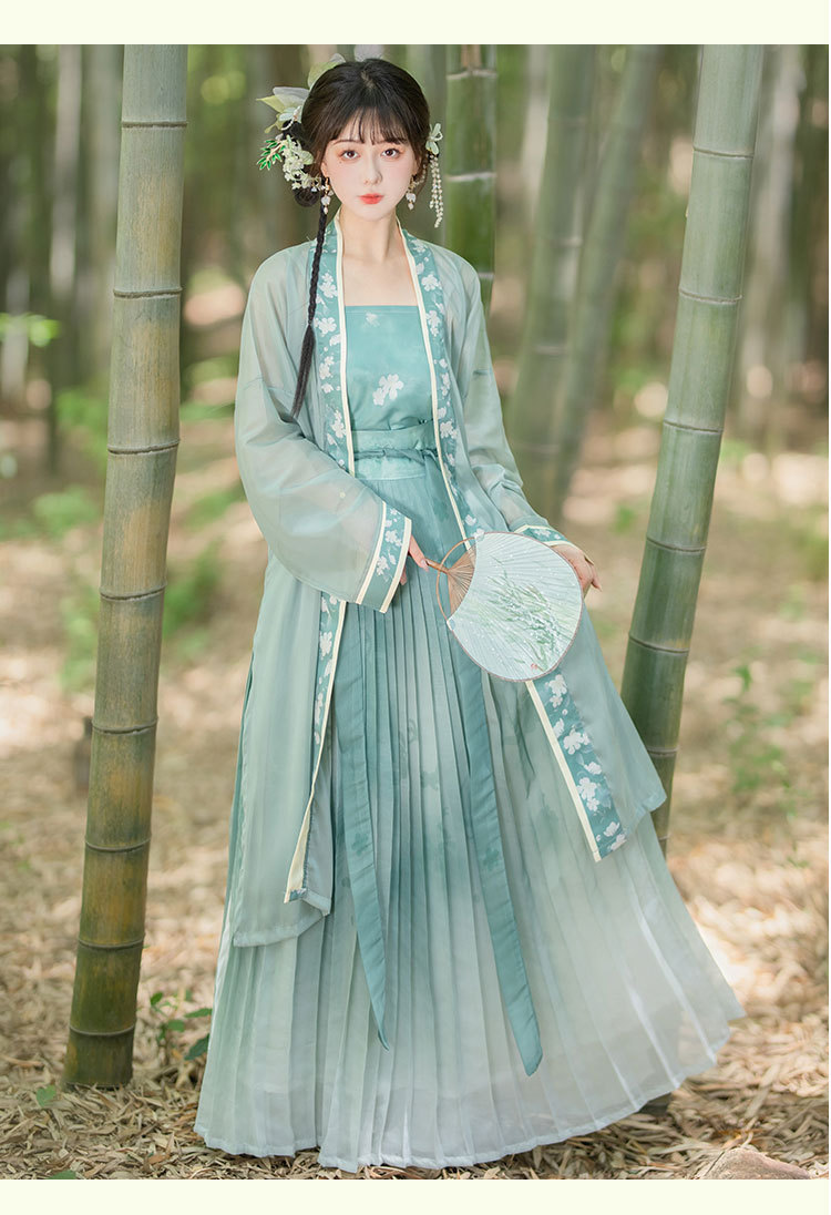 2023新款原创汉服女宋制褙子长衫日常仙气刺绣齐腰春夏季成人套装-阿里巴巴