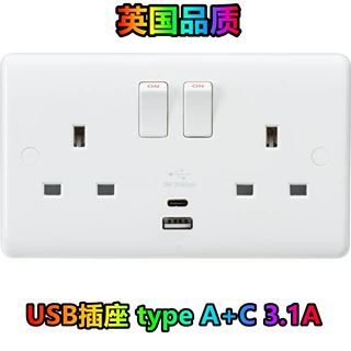 卡塔尔阿联酋 TYPE A + C 3.1A USB 插座 2 GANG SWITCHED SOCKET
