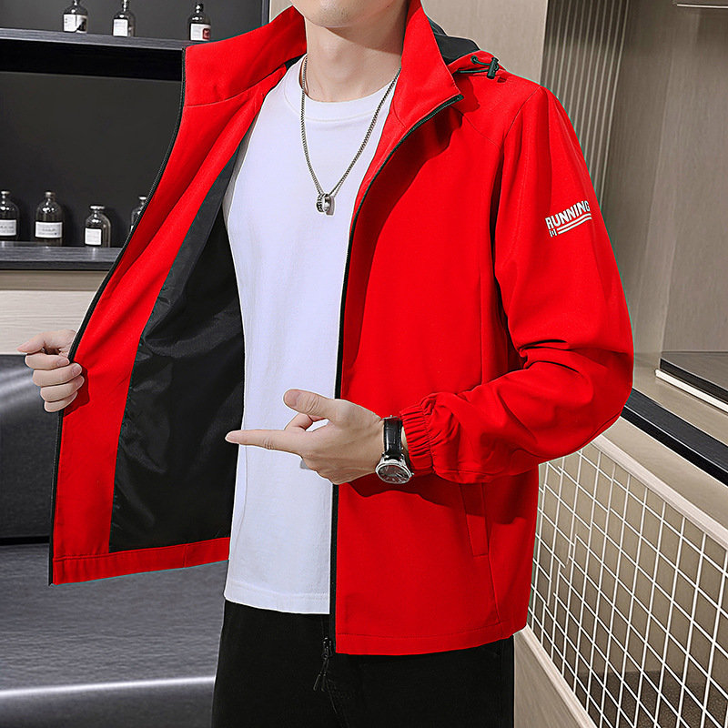 Cross-border spring and autumn windproof jacket for men, casual detachable hood workwear sports jacket, soft shell coat for men