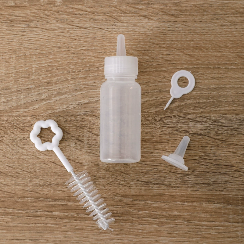 Feeding Bottle Set, 60 ml Silicone Pacifier, 4-Piece Kit, Transparent PVC Bottles