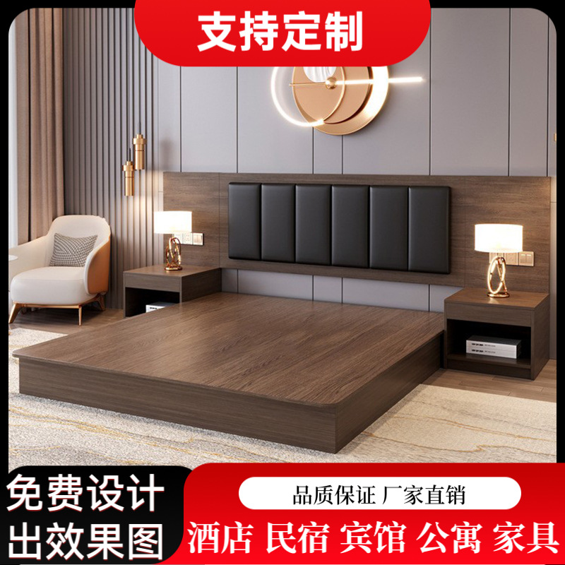 Hotel-Specific Bed Box Lights and Strips, Modern Minimalist Apartment Single Room Furniture, Standard Room Full Set, Light Luxury