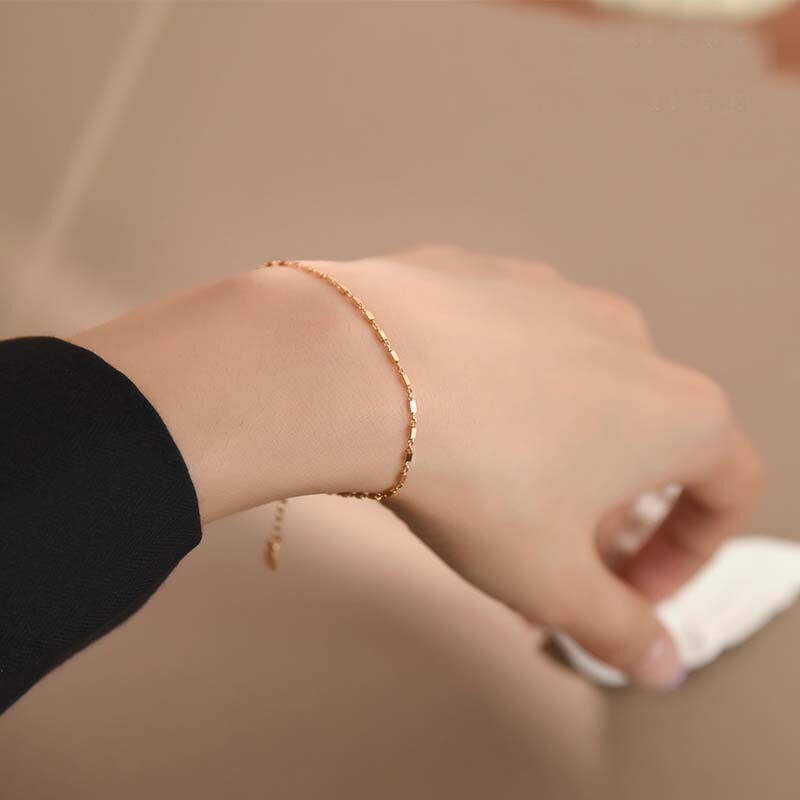 Sterling Silver Bracelet Light Luxury High-end Women's Small Square ins Niche Mori Style Design Simple Rose Gold Bracelet