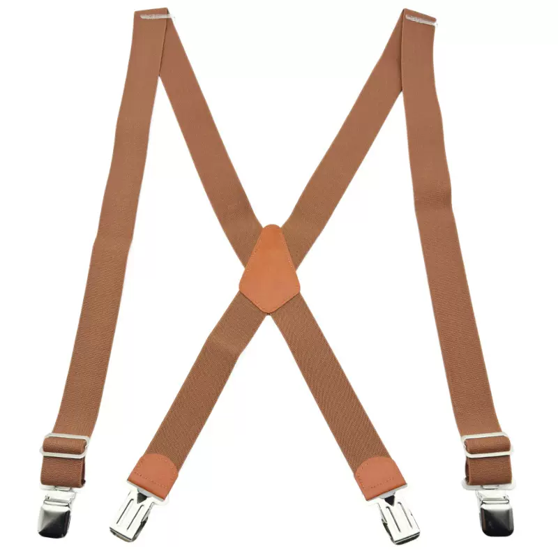 四夹扣背带男士吊裤带不滑扣成人弹力胖人西装正装吊带西服背带式