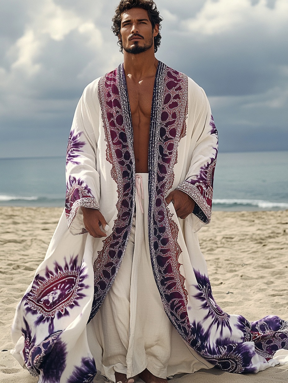 Digital Printed Long Sleeved Sun Protection Robe For Men And Women_voghion.com