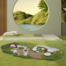 北欧ins风苔藓异形地毯 卧室床边毯 绿色森林客厅地垫防滑家用
