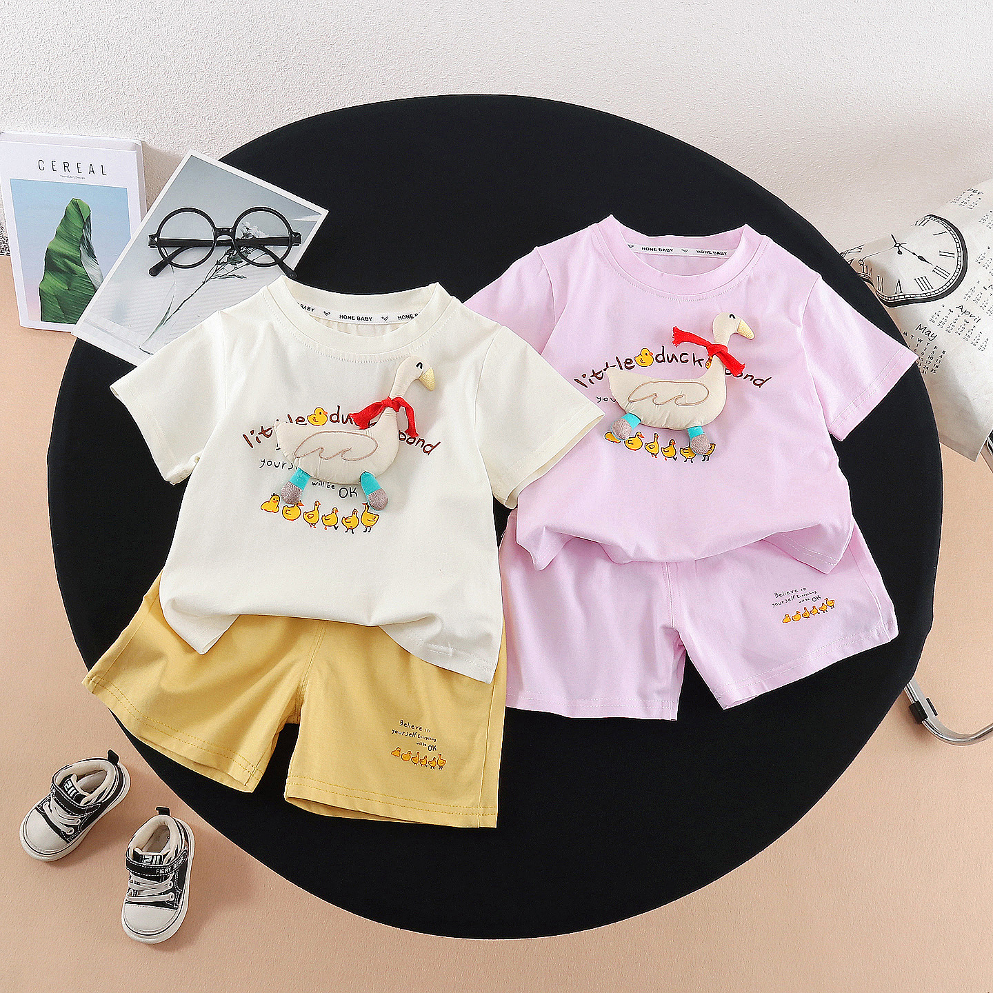 Three dimensional cartoon summer cute short sleeve T-shirt girl's