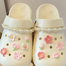 树脂粉色樱花可爱少女心洞洞扣鞋花配饰diy配件装饰扣洞洞鞋配件