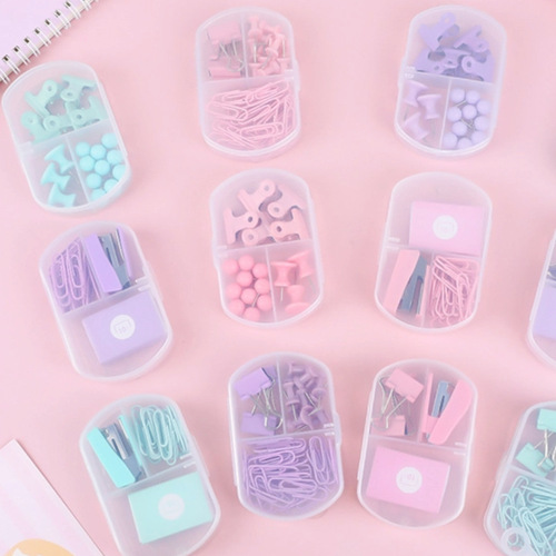Macaron paper clip combination binder clip for receipt storage globe needle I-shaped nail stapler for office binding