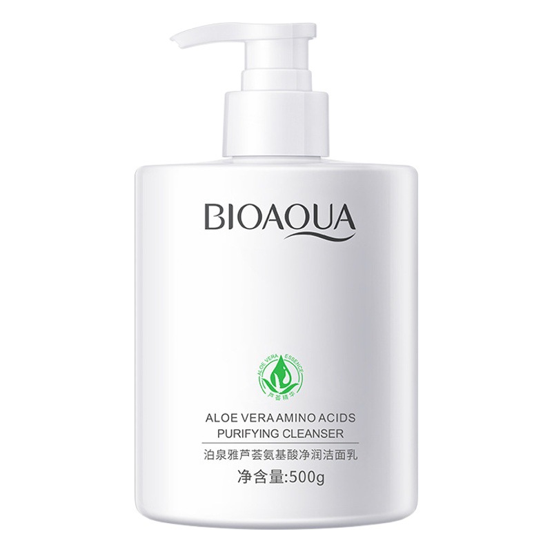 Boquanya aloe aminoácido hidratante limpiador facial espuma densa limpieza profunda y brillo limpiador facial de la piel