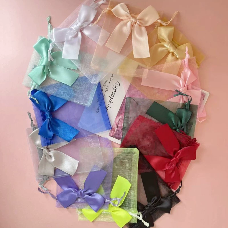 В наличии дизайн органзы сумка для хранения полупрозрачный подарок сумка сладкий лук Сетчатая Сумка