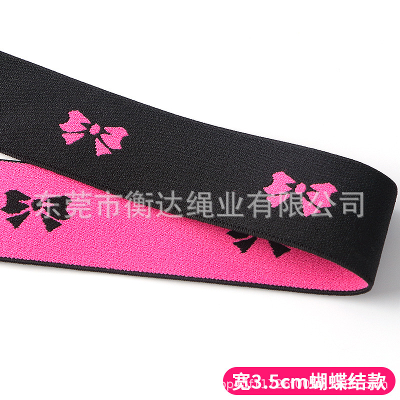 Fábrica de stock 3 - 3.5cm puro rosa negro arco jacquard elástico adornos para el cabello peluca ajuste elástico elástico
