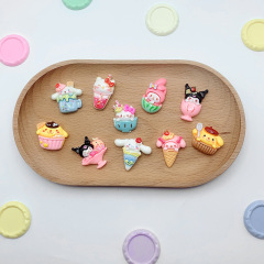 光沢のあるコーンアイスクリームサンリオ樹脂アクセサリー diy クリーム接着剤スライムピンチヘアアクセサリー材料