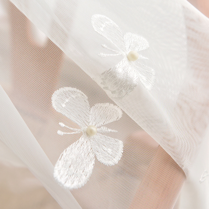Beading butterfly gauze, beading floral gauze, curtain gauze, white gauze, thin window gauze fabric, finished white gauze, soft light