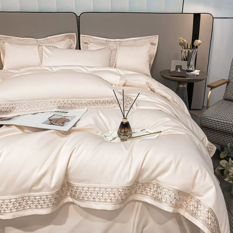 轻奢匹马棉四件套100%纯棉全棉床笠床单被套长绒棉秋冬床上用0