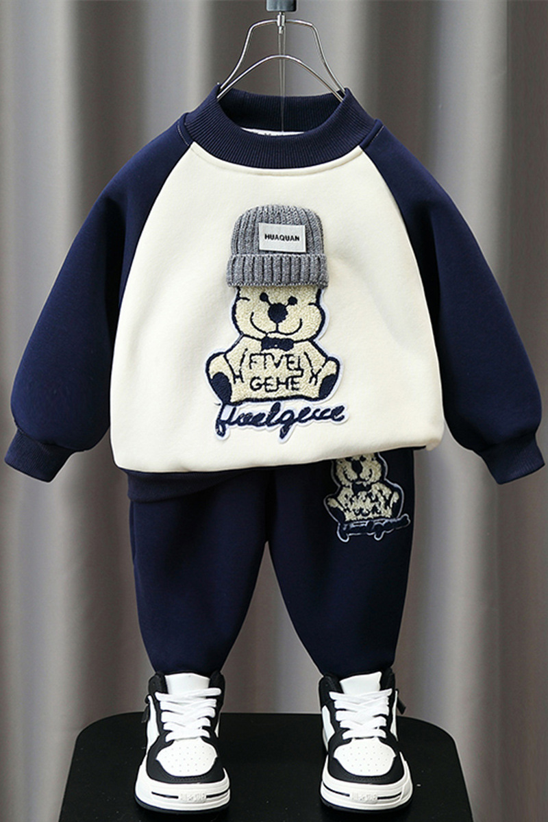 Boys' Spring Sports Set 2023 New Small Medium sized Children's Pi Shuai Yang Qi Fashionable Cartoon Sweater and_voghion.com