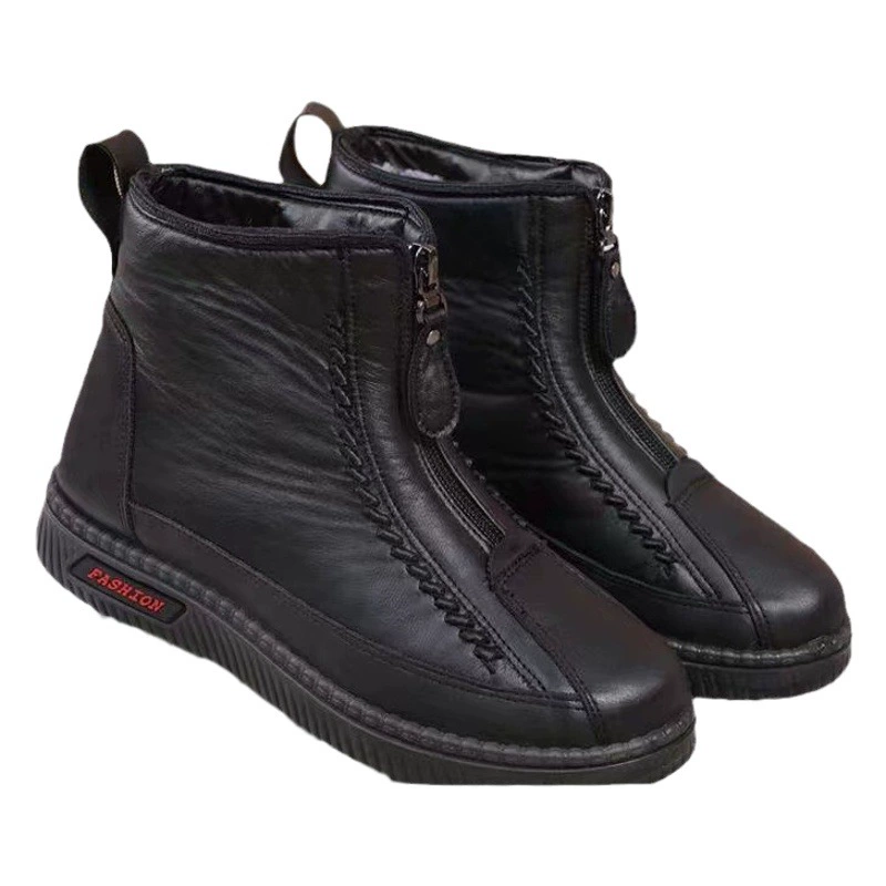 2023 Зимняя новая утолщенная Женская хлопчатобумажная обувь на флисовой подкладке, хлопковые сапоги на молнии для среднего и пожилого возраста, женская обувь для мамы, поколение волос