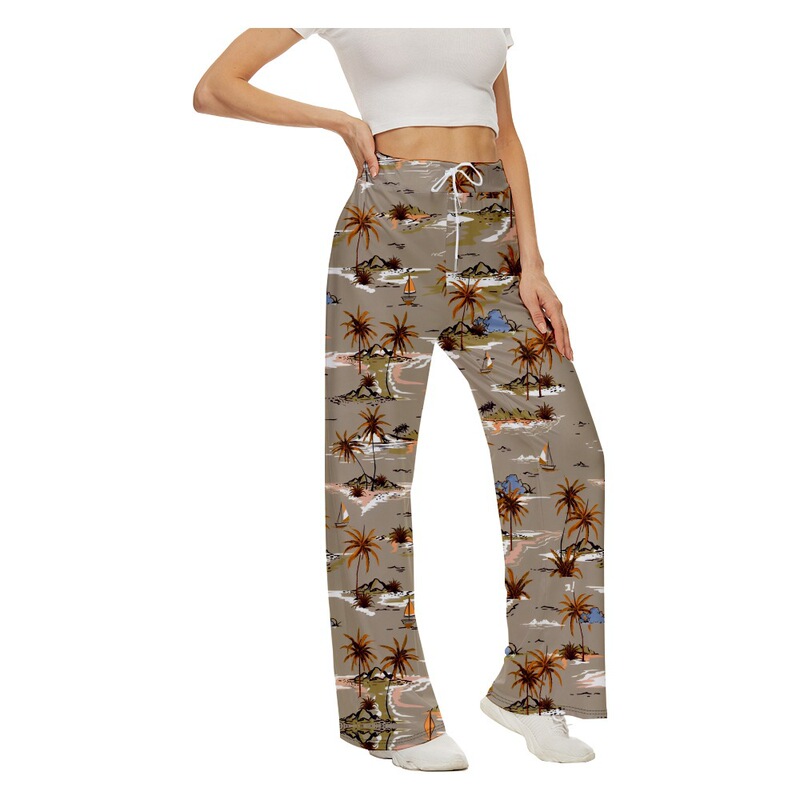 2024 European and American Amazon New Wide-Leg Yoga Pants Beach Hawaiian Comfortable Women's Long Yoga Pants