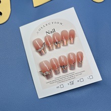 【160】小红书爆款温柔粉法边锆石纯手工穿戴甲美甲网红美甲贴