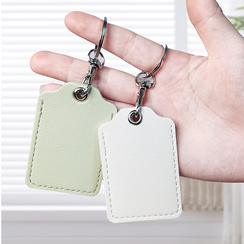 Access control card cover rectangular cartoon pattern mini leather leather small card cover community elevator keychain protective cover