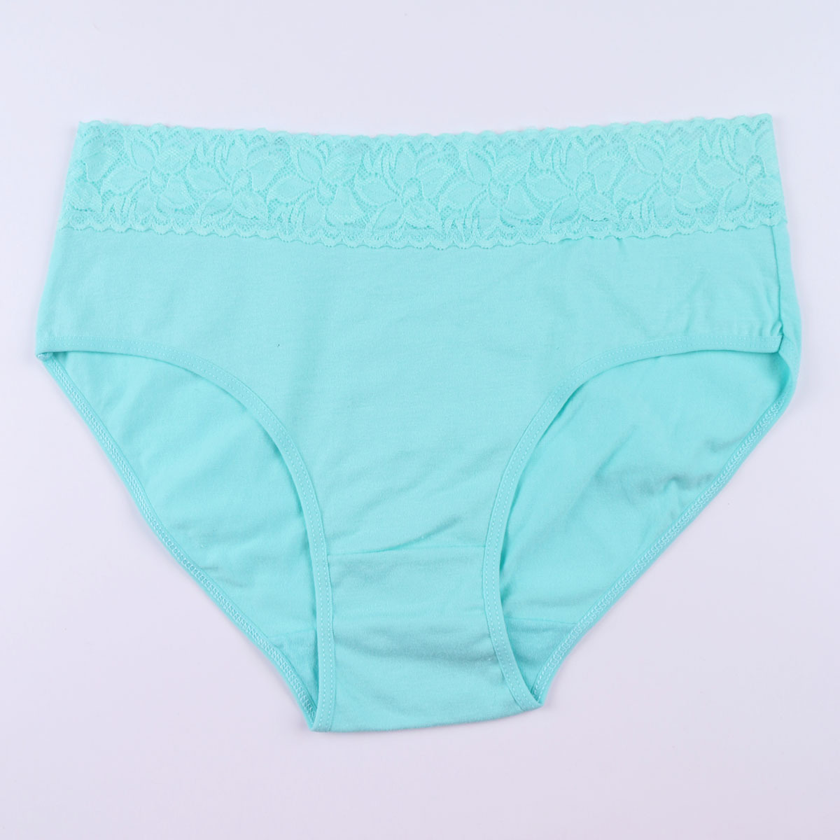 Solid Color Flower Comfort Mid Waist Briefs Panties display picture 4