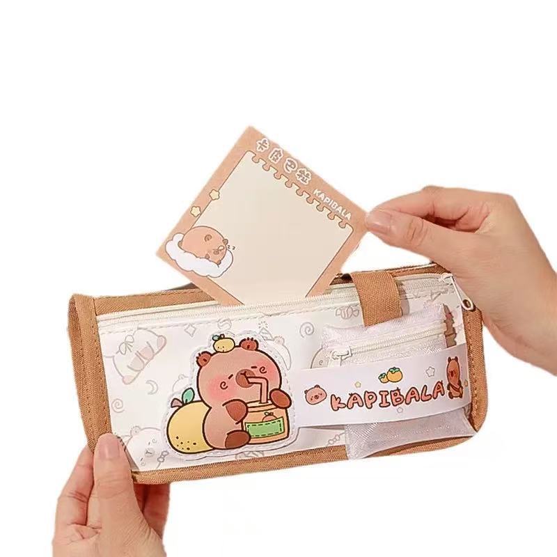 2026 nueva bolsa de lápiz Capibara para niñas de escuela primaria de alto valor facial de gran capacidad caja de papelería superfuego lápiz para niñas