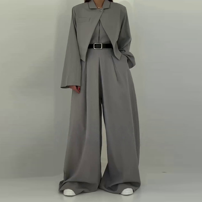 2025 New European and American Amazon Cross-Border Women's Jumpsuit Long-Sleeved Short Suit Top Two-Piece Set