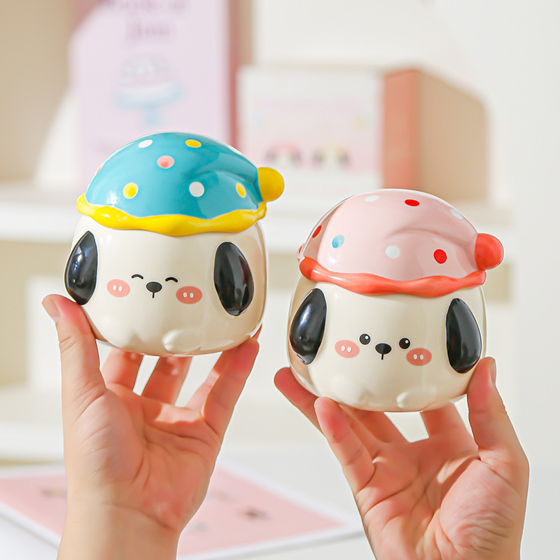 Caricatura perrito lindo taza con tapa de oficina taza de agua para pareja de chicas taza de agua taza de regalo taza de café