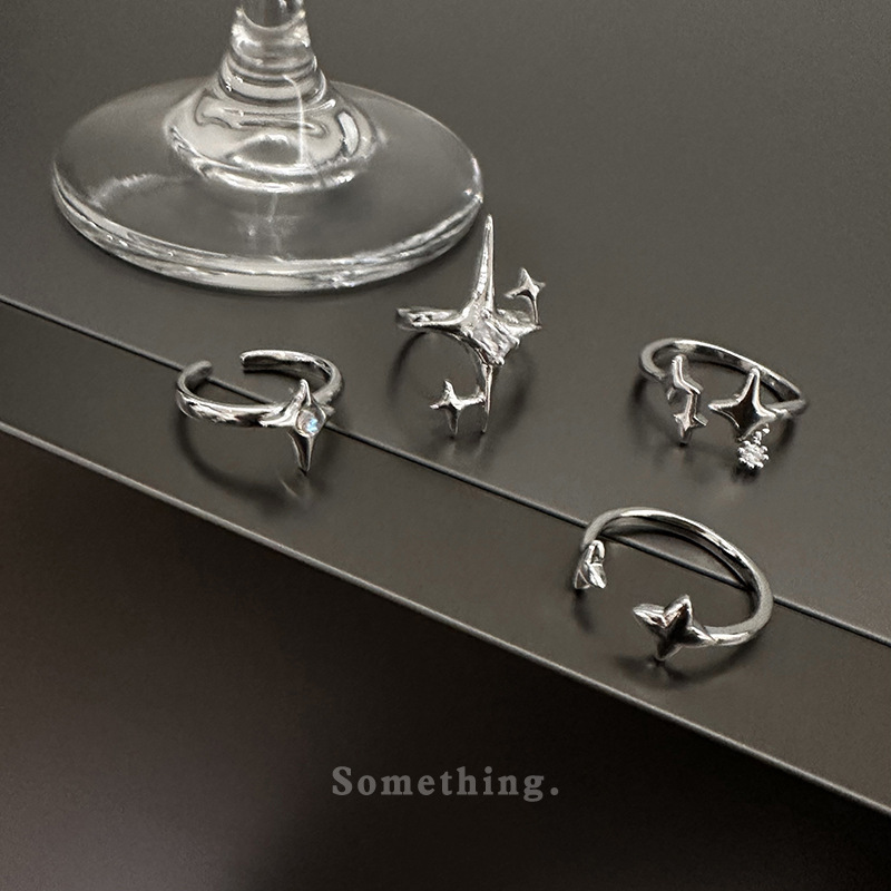 Stella aperta in zircone chiaro per donna, tendenza Ins, design di nicchia, sensazione di alta qualità, anello per indice, alla moda e_voghion.com