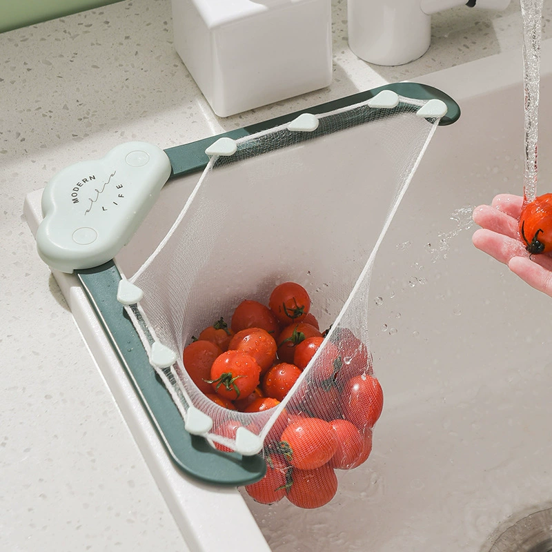 Sink drain basket cloud, disposable mesh filter packs, compact sink strainer and drying shelf