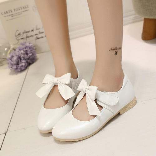 Children's 2025 Spring and Autumn Leather Shoes with Bowknot, Suitable for Middle and Older Children, Low Heel Princess Shoes