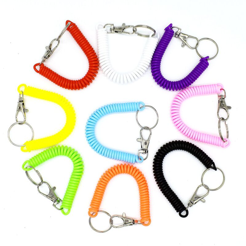 Manufacturer Wholesale Colorful Eva Spring Rope Keychain Retractable Elastic Hanging Buckle Anti-Lost Rope Telephone Cord Mobile Phone Rope