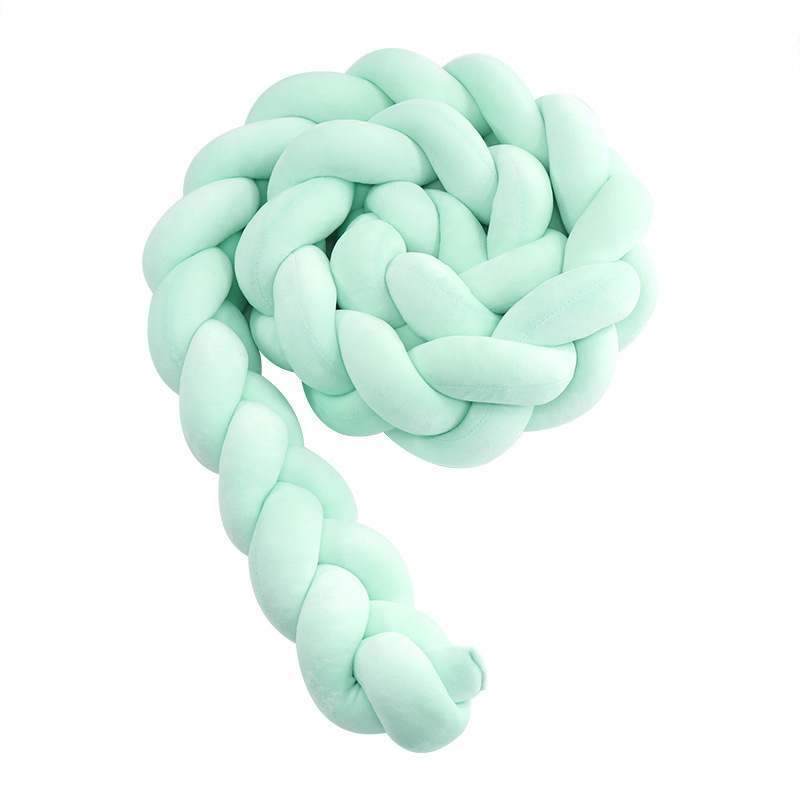 Protector de Barandilla de Cama con Trenza de Tres Hebras, Decoración de Barandilla de Cama para Bebés y Niños, Almohada Anudada de Estilo Europeo Tejida a Mano Estilo Ins.