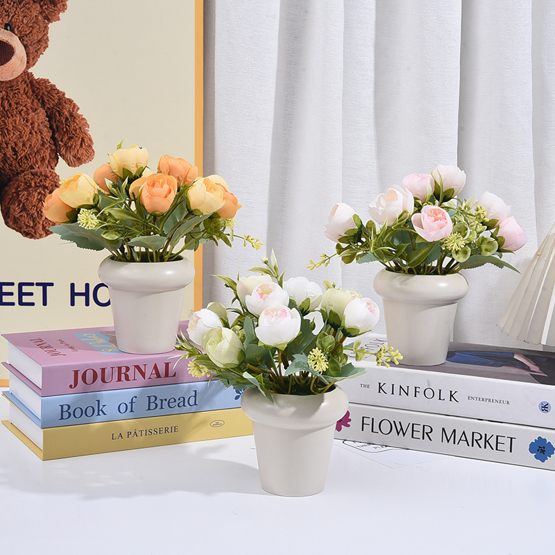 Simulácia zelenej rastliny Malé črepníkové rastliny Ozdoby Kancelária Stolná Obývačka Interiérová dekorácia Kvetinová simulácia Kvetinové ozdoby Svadba_voghion.com