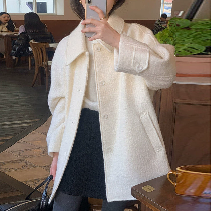 Brand retro long-sleeve, woolen coat, oversize