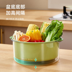 Kitchen Essentials: Double-Layer Vegetable Wash Basket, Drainage Basket, Multi-Functional Thickened Drain Bowl, Fruit Plate, and Plastic Household Vegetable Basin