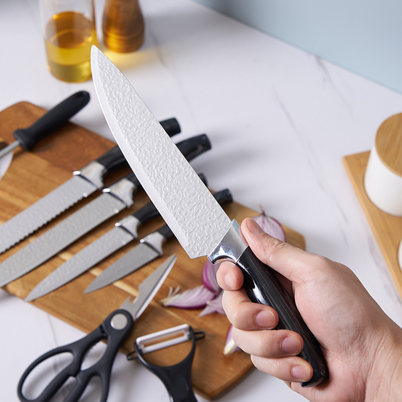 Factoria de comercio exterior al por mayor de nueve piezas cuchillo de asiento giratorio cuchillo de asiento cuchillo de acero inoxidable cuchillo de cocina