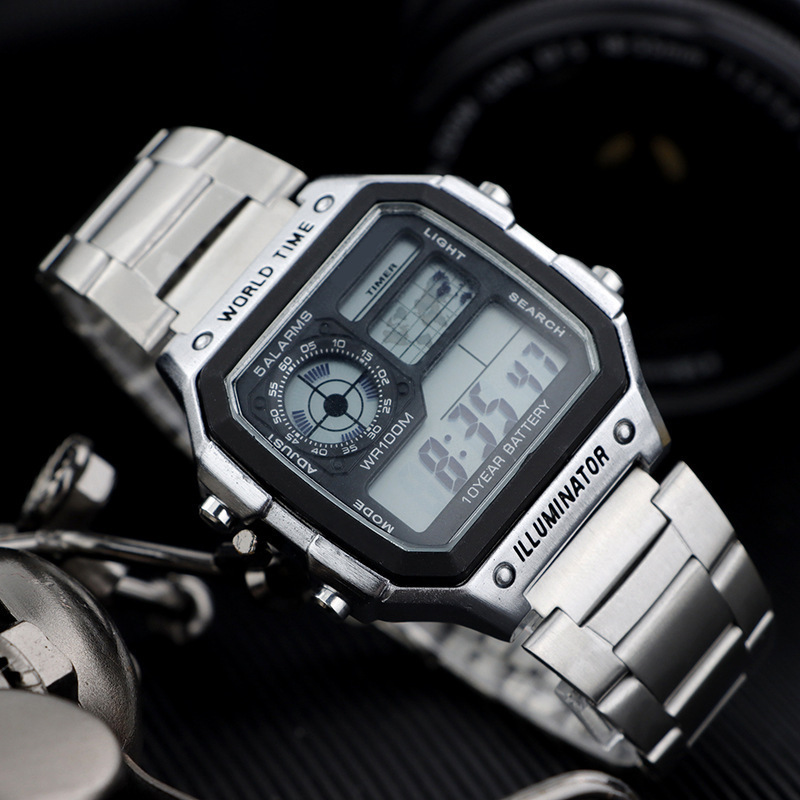 Digital Watch Multifunctional Outdoor Sports Waterproof Watch Military Camouflage Digital Watch Ae1200