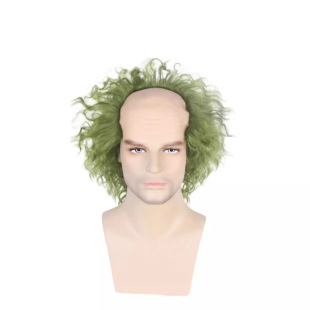 European and American Film Beetle Green Clown Balding Leather Anime Wig COS Festival Play Multi-use Wig Cover