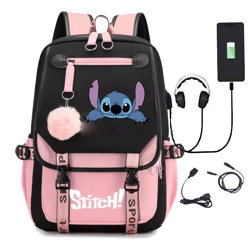 Nuevo Star Baby Stitch Stitch Boy Stitch USB carga mochila mochila para estudiantes de ambos sexos mochila